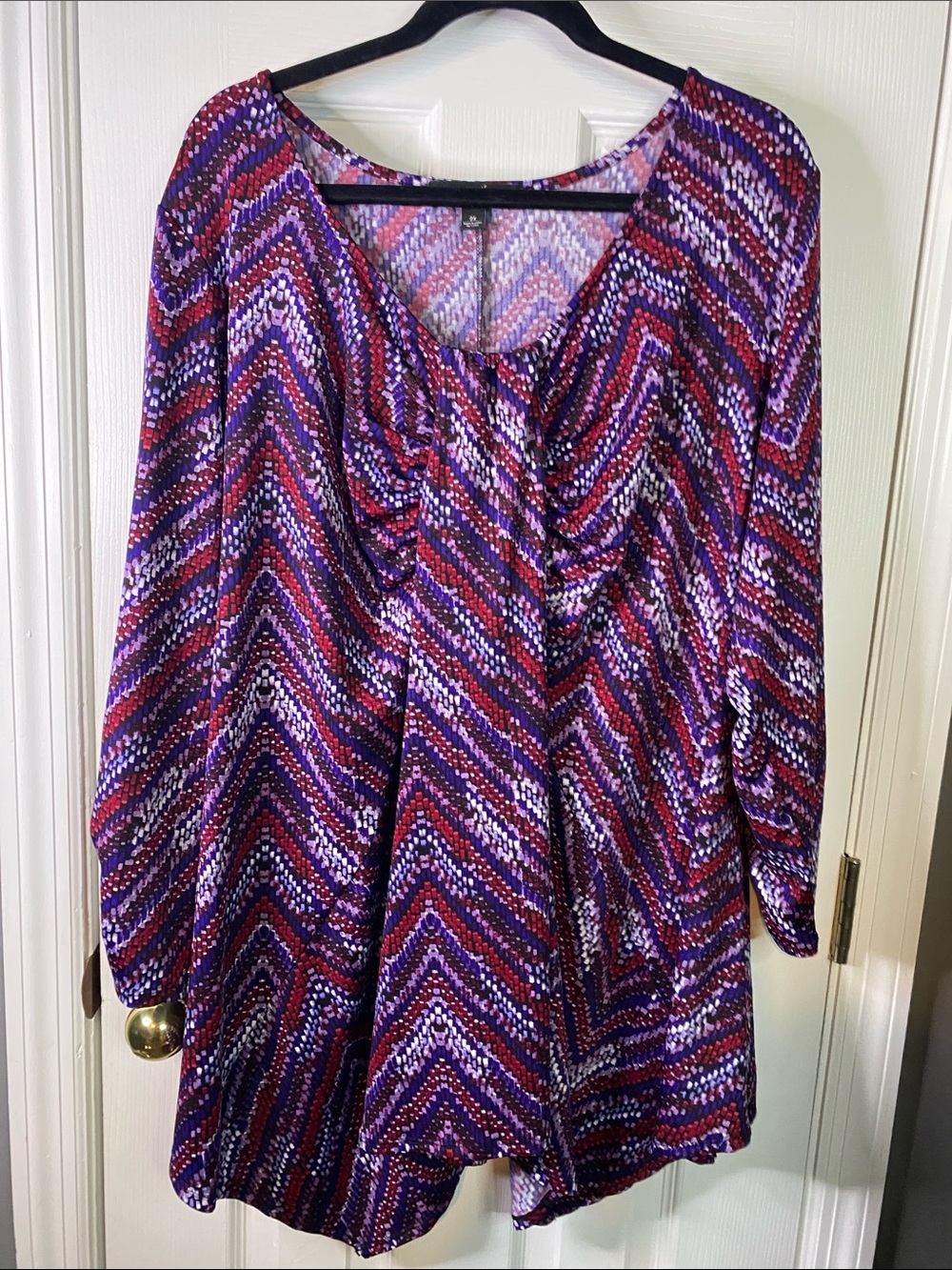 GNW Women’s Purple Chevron Print Blouse Size 2X.